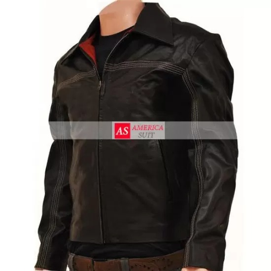 Outer Material: Real Leather Lining Material: Red Viscose Shading: Black Front-Style: Front Zipper Closure Neckline: Shirt Style Collar Sleeve Style: Open Hem Cuffs Pockets: 2 Side Pockets and 1 inner PockeRed inside lining